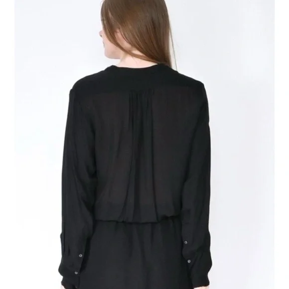 NILI LOTAN Henley Button Down Silk Dress Black Size Medium Luxury Minimalist - Picture 12 of 15